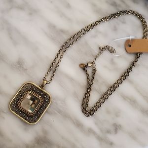 Lia Sophia long necklace square pendant